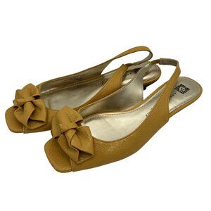 Anne Klein Yellow Slingback Flats With Bow Detail Size 7.5